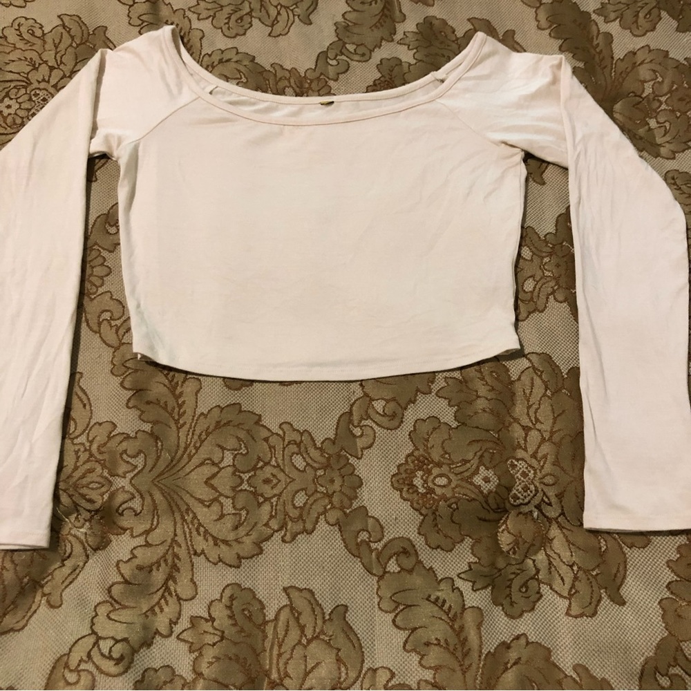 Top Lot of 2, Liz Claiborne polo crop blue AND off-shoulder crop ivory, Size S/M - Picture 7 of 14